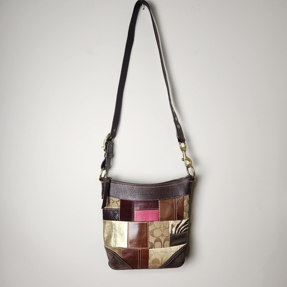 Coach Limited Edition Patchwork Crossbody Bag Mixed Leathers Authentic - Picture 2 of 16
